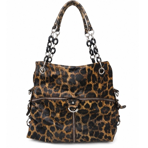Unbranded Handbags - Leopard Print Slouchy Punk Grunge Edgy Vintage Y2K Chain Strap Shoulder Bag